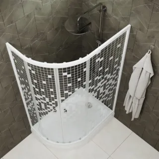 Душевой уголок Triton Коралл Щ0000043490 правый 120x80 см профиль белый стекло мозаика